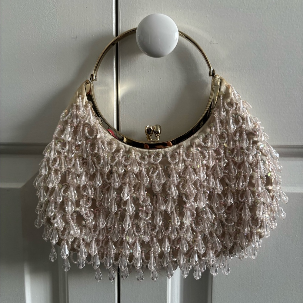 Banana Republic Elegant Pale Pink Beaded Silk Evening Bag - Picture 4 of 16